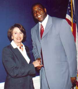 Picture of Magic Johnson and Nancy Pelosi